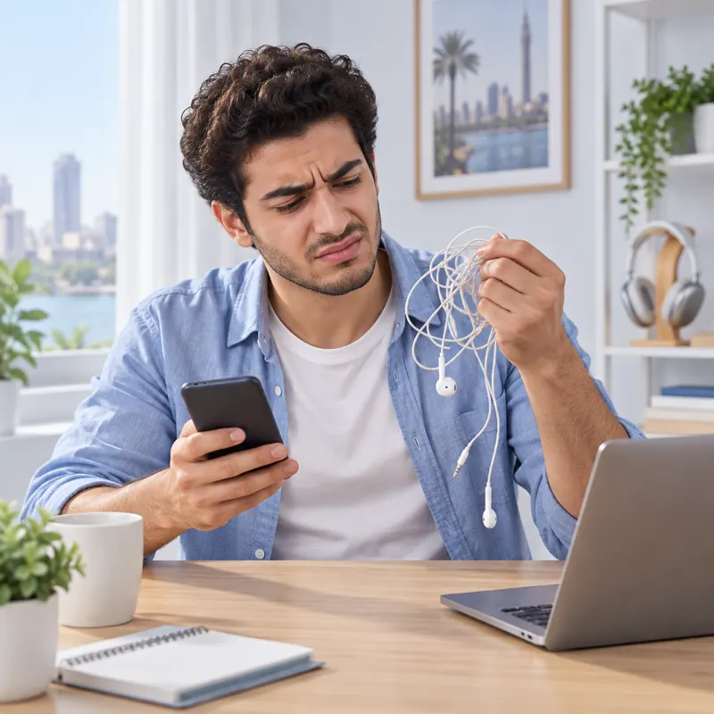 قبل استخدام AirPods Max — سماعات سلكية متشابكة أثناء العمل